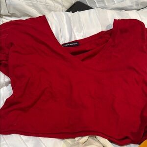 Brandy Melville Red V-Neck T-Shirt